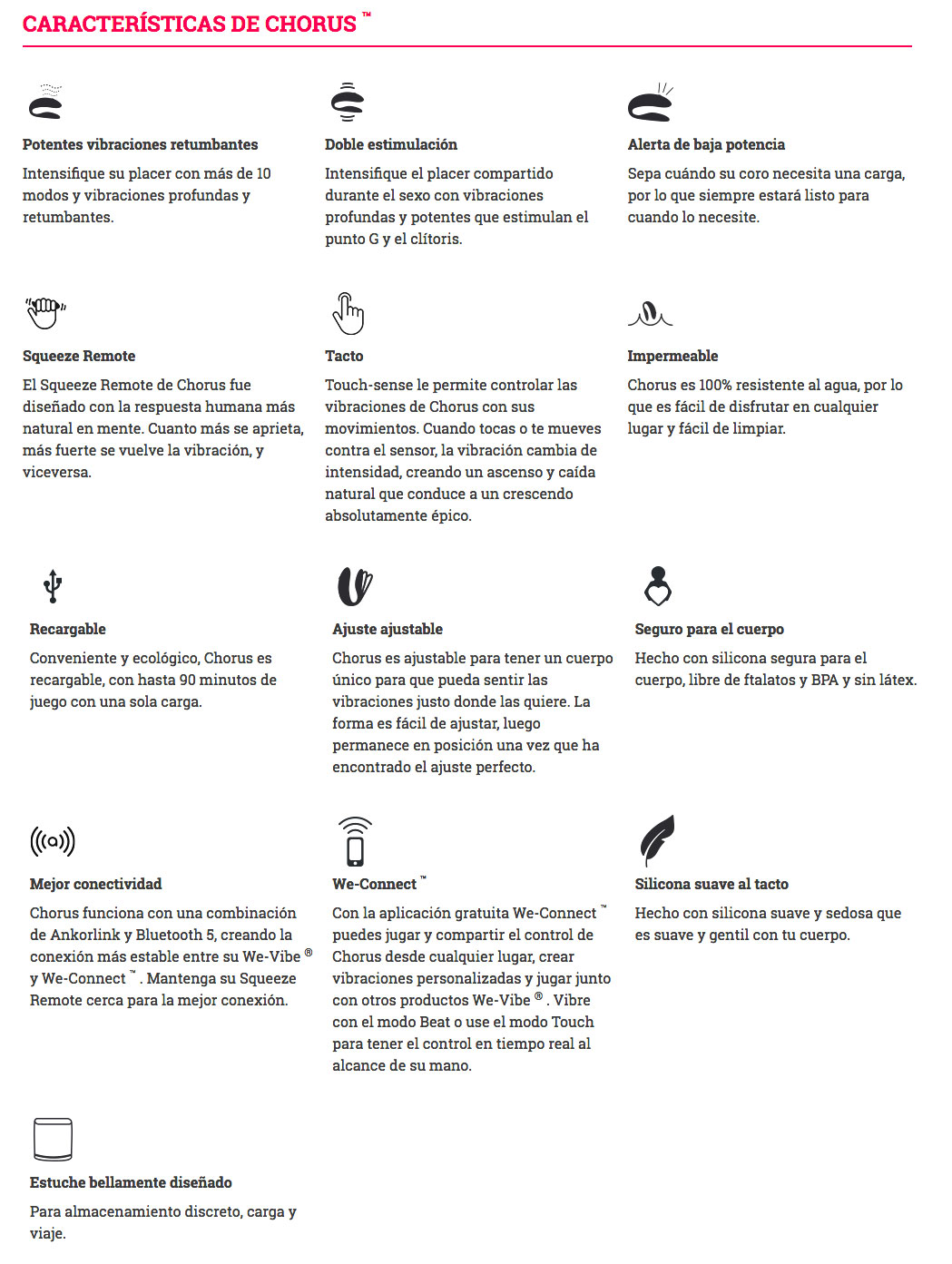 WEVIBE-CHORUS-ESPECIFICACIONES